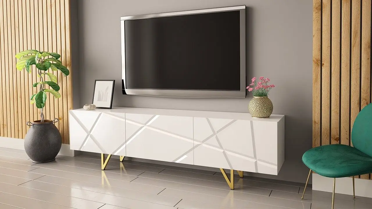 Тумба РТВ Mirjan24 Nivotis/Radom 01 180 (White/White Gloss) - 4