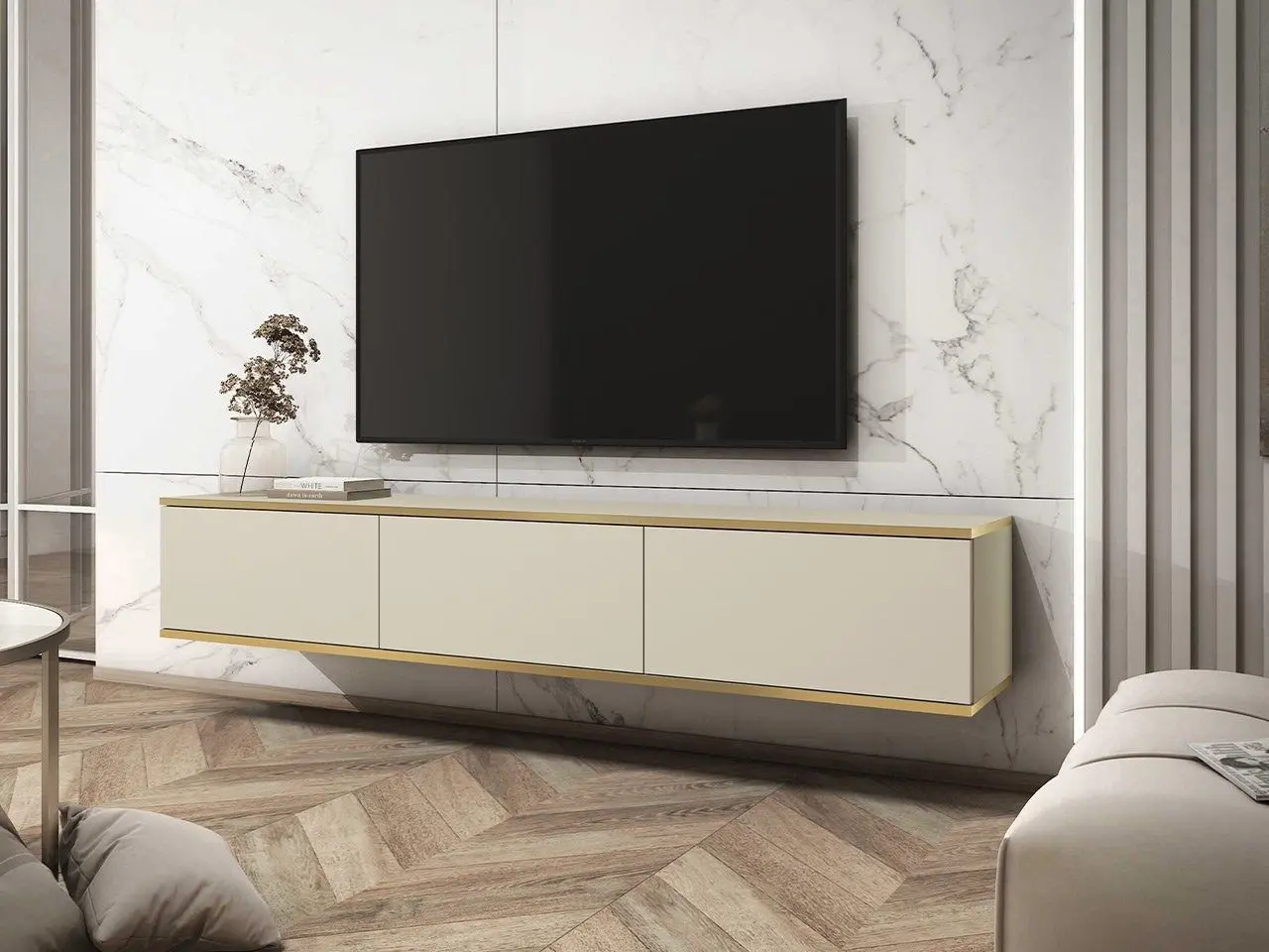 Tumba pentru TV Mirjan24 Oanisew/Oro I (Beige/Gold)
