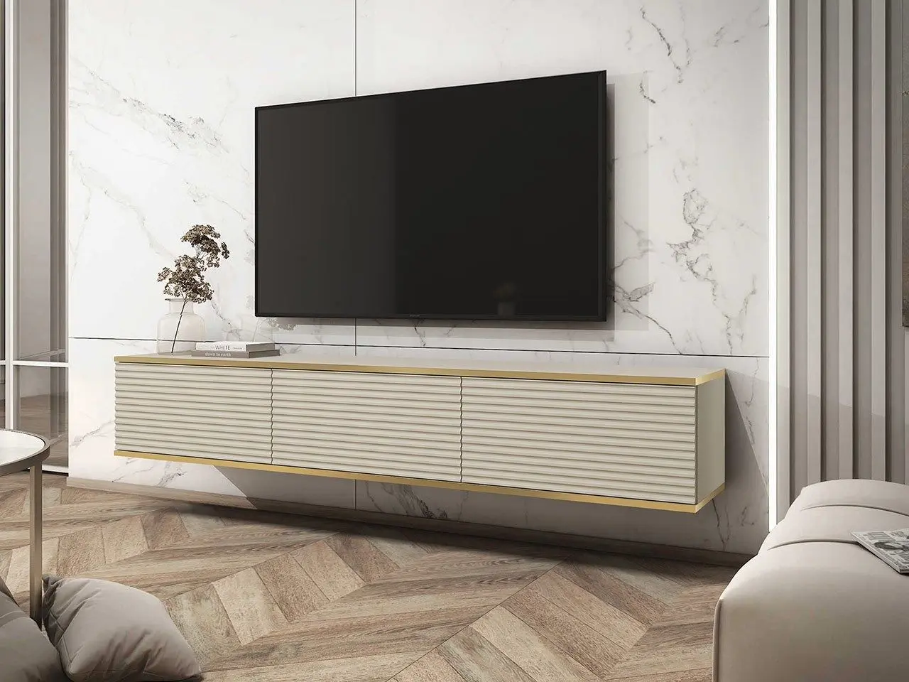 Tumba pentru TV Mirjan24 Oanisew/Oro II (Beige/Gold)