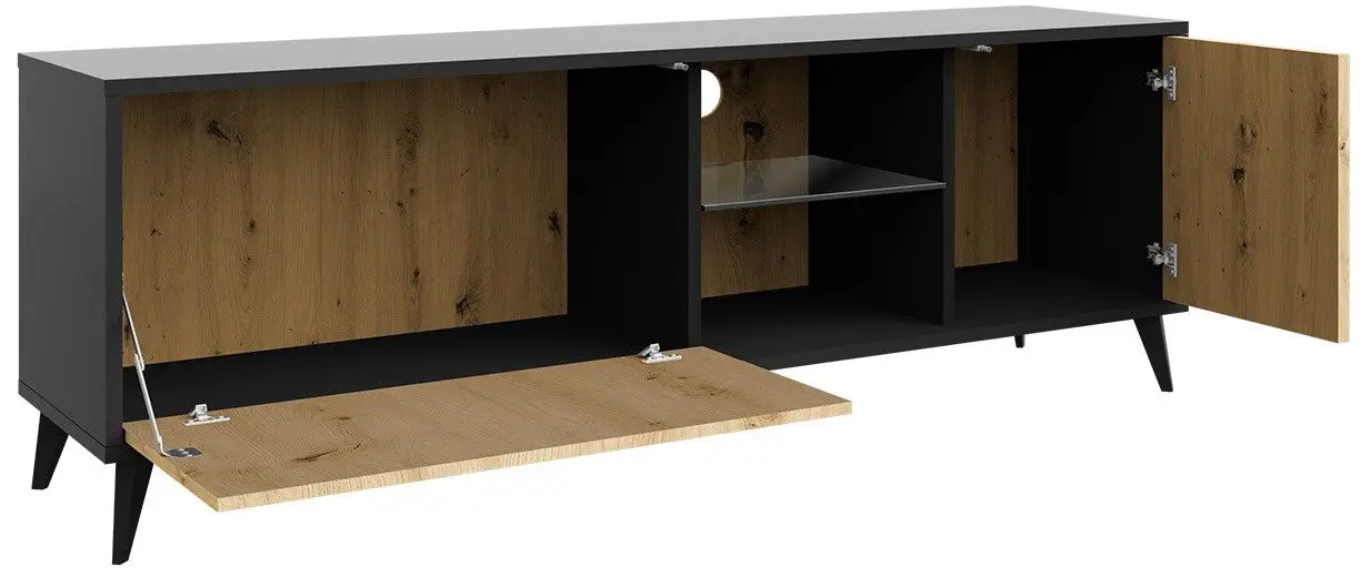 Tumba pentru TV Mirjan24 Oksawi/Ovessi 1K1D (Artisan Oak/Black) - 4