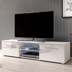 Тумба РТВ Mirjan24 Perenil/Moon с LED подсветкой 140 (White/White Gloss) Thumb