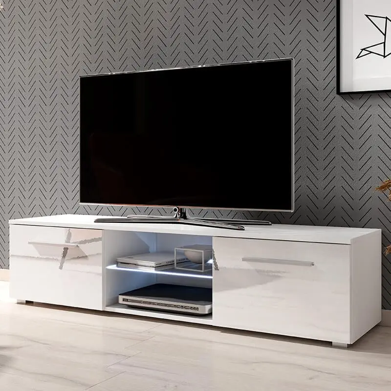 Тумба РТВ Mirjan24 Perenil/Moon с LED подсветкой 140 (White/White Gloss) - 3