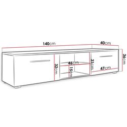 Тумба РТВ Mirjan24 Perenil/Moon с LED подсветкой 140 (White/White Gloss) Thumb