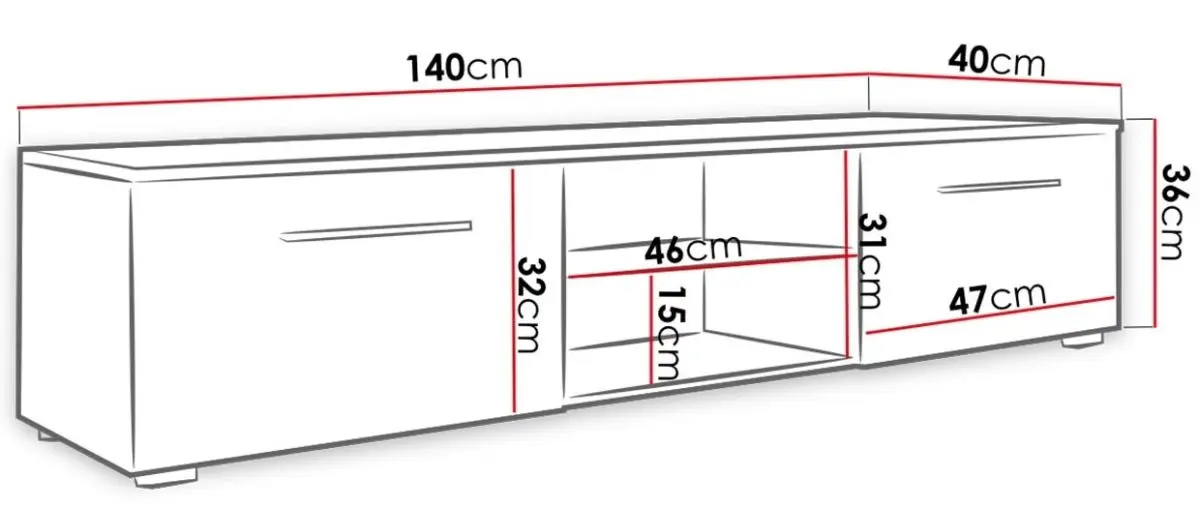 Тумба РТВ Mirjan24 Perenil/Moon с LED подсветкой 140 (White/White Gloss) - 2