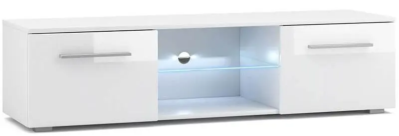 Тумба РТВ Mirjan24 Perenil/Moon с LED подсветкой 140 (White/White Gloss)