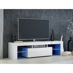 Тумба РТВ Mirjan24 Poker/Deko 140 LED (White/White Gloss) Thumb