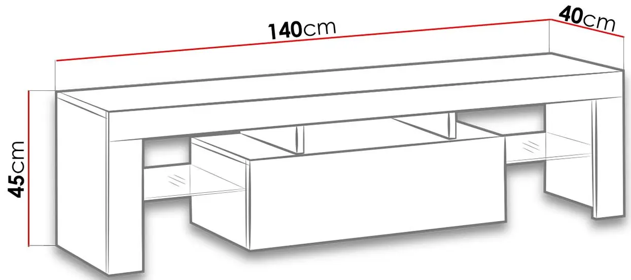 Тумба РТВ Mirjan24 Poker/Deko 140 LED (White/White Gloss) - 4