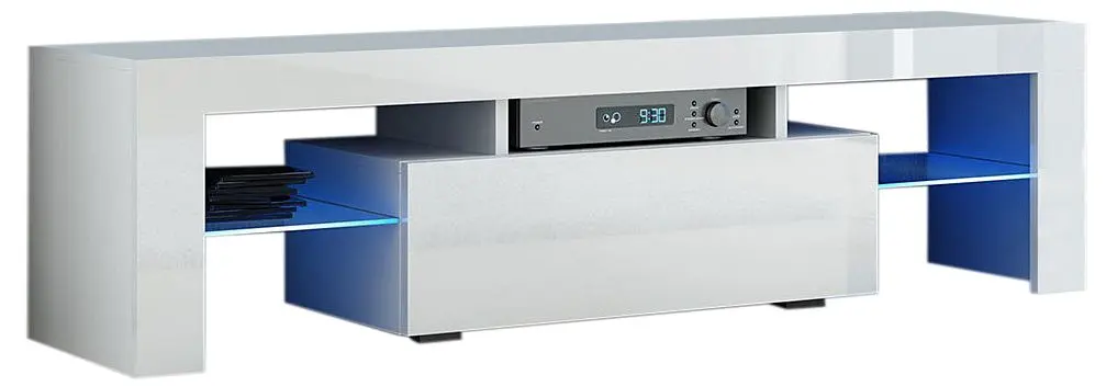 Тумба РТВ Mirjan24 Poker/Deko 140 LED (White/White Gloss)
