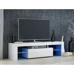 Тумба РТВ Mirjan24 Poker/Deko 140 (White/White Gloss) Thumb