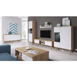 Tumba pentru TV Mirjan24 Prime/Primo 160 (Riviera Oak/White) Thumb