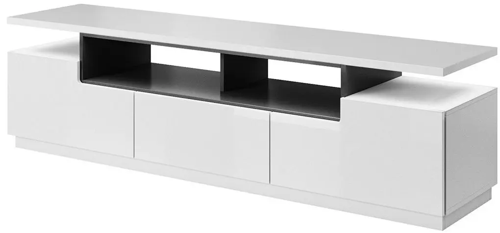 Тумба РТВ Mirjan24 Rugik/Chicago LED (White/White Gloss/Graphite)