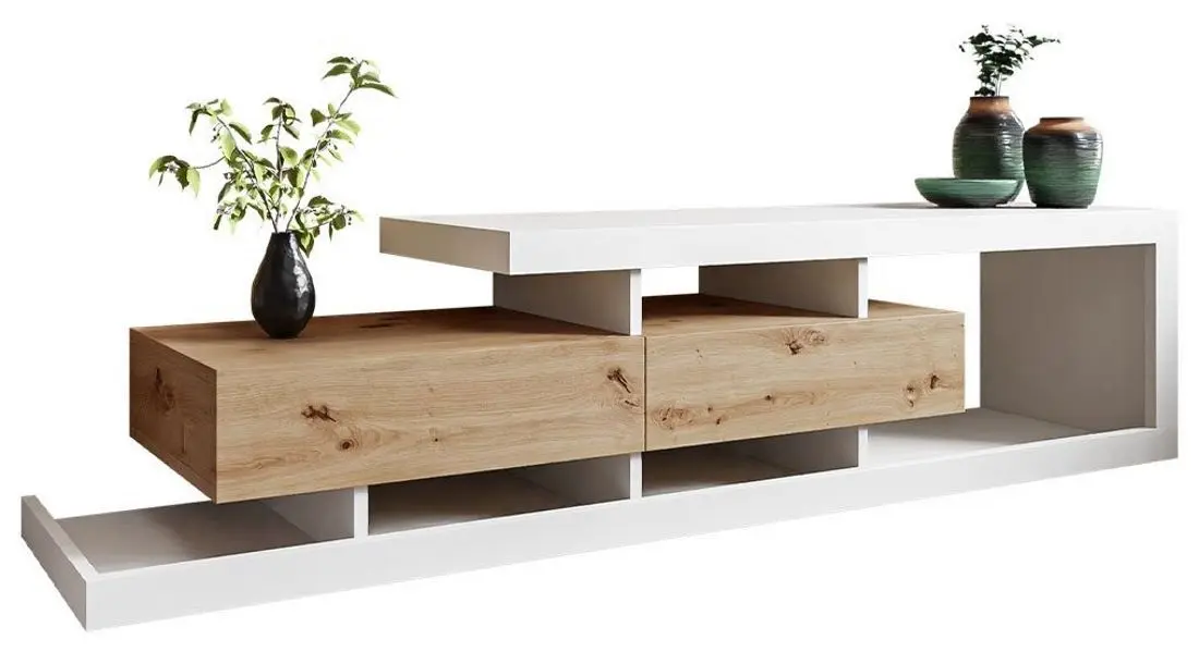 Тумба РТВ Mirjan24 Sigurdo/Tuskana (White/Wotan Oak)