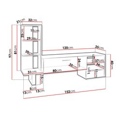 Тумба РТВ Mirjan24 Silasio/York (White/White Gloss) Thumb