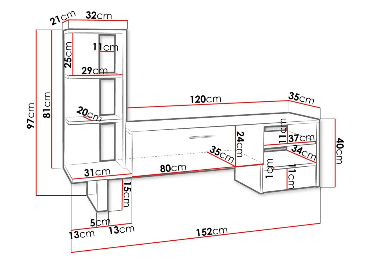 Тумба РТВ Mirjan24 Silasio/York (White/White Gloss) - 3