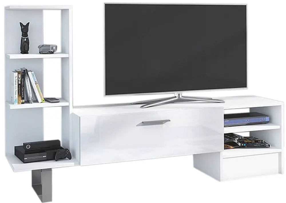 Тумба РТВ Mirjan24 Silasio/York (White/White Gloss)