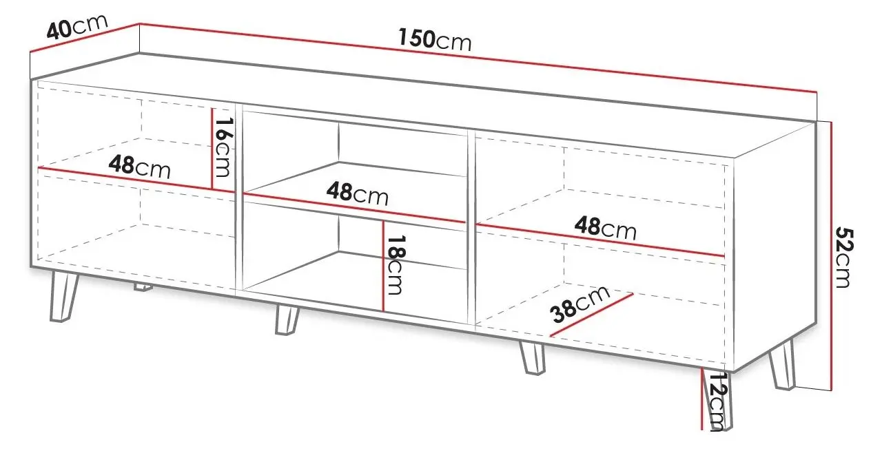 Tumba pentru TV Mirjan24 Sinenko/Pafos 150 (Black/Gold) - 7