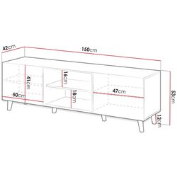 Тумба РТВ Mirjan24 Sinenko/Pafos 150 (White/Black) Thumb
