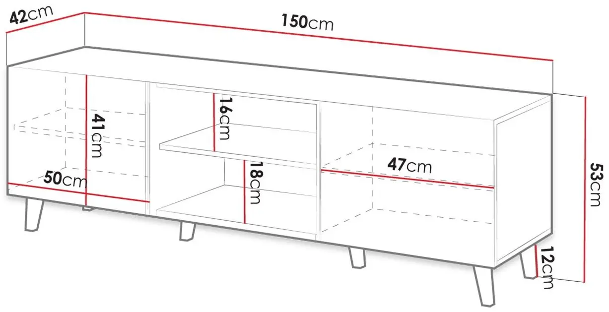 Тумба РТВ Mirjan24 Sinenko/Pafos 150 (White/Black)