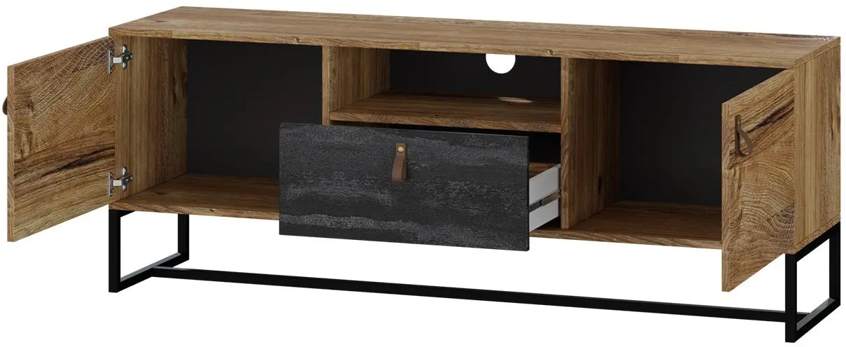 Тумба РТВ Mirjan24 Sokrates/Dark 153 (Ribbeck Oak/Black Stone) - 2