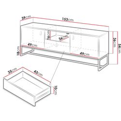 Тумба РТВ Mirjan24 Sokrates/Dark 153 (Ribbeck Oak/Black Stone) Thumb