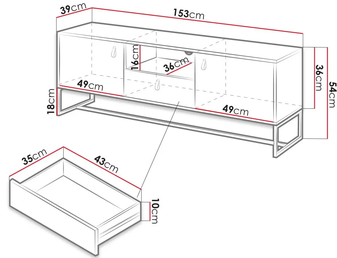 Тумба РТВ Mirjan24 Sokrates/Dark 153 (Ribbeck Oak/Black Stone) - 3