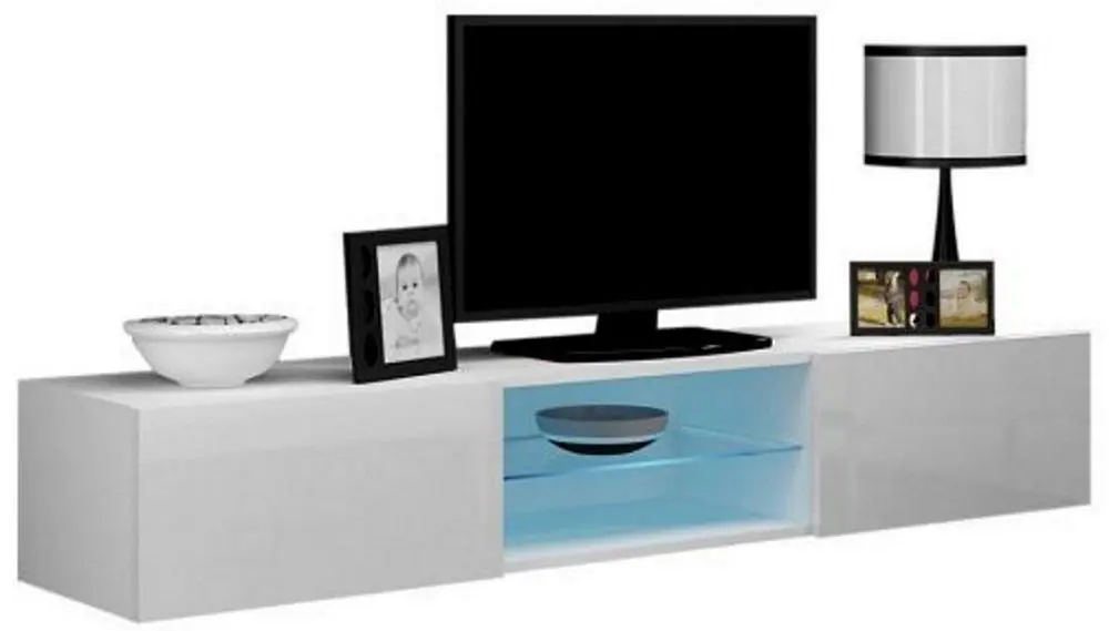 Тумба РТВ Mirjan24 Szkło Zigo/Vigo glass 180 LED (White/White Gloss)