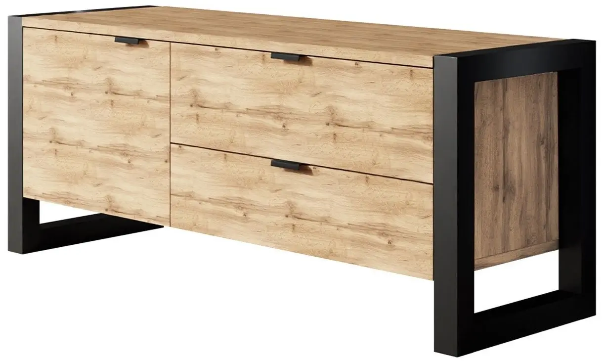 Тумба РТВ Mirjan24 Tardei/Berizo 120 (Wotan Oak/Black) - 3