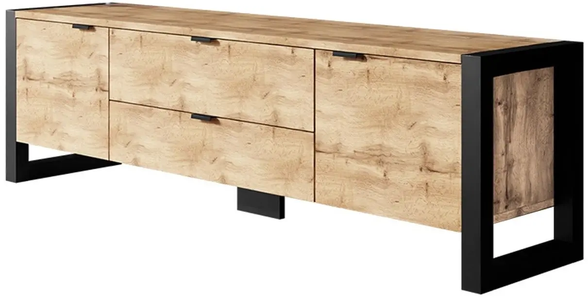 Тумба РТВ Mirjan24 Tardei/Berizo 160 (Wotan Oak/Black) - 3