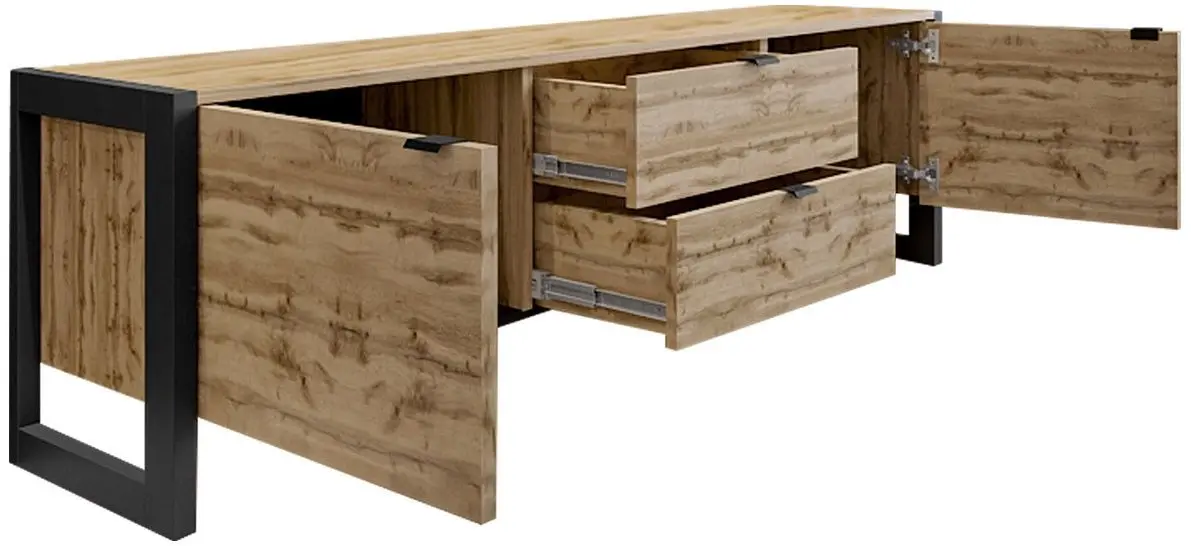 Тумба РТВ Mirjan24 Tardei/Berizo 160 (Wotan Oak/Black) - 4