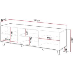 Тумба РТВ Mirjan24 Tilderi Grey 150/Vamos (Anthracite) Thumb