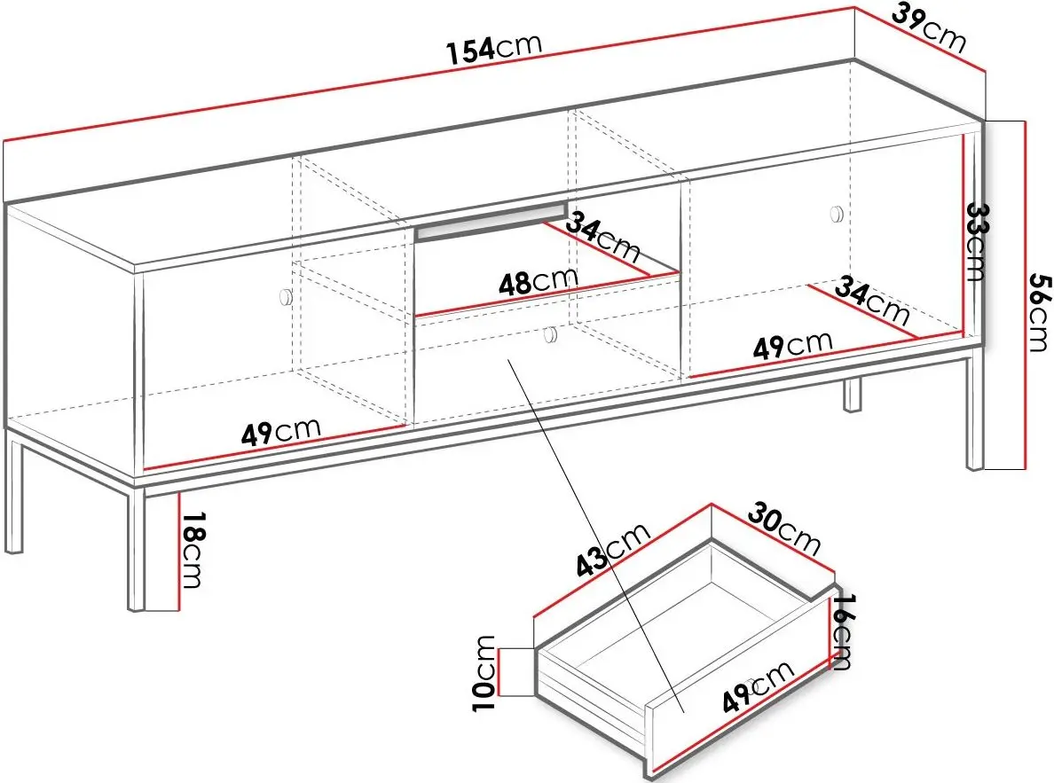 Тумба РТВ Mirjan24 Tonkor TRTV154/Mono MRTV144 (Beige) - 9