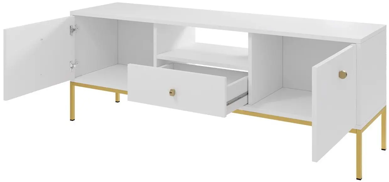 Тумба РТВ Mirjan24 Tonkor TRTV154/Mono MRTV154 (White/Gold) - 5