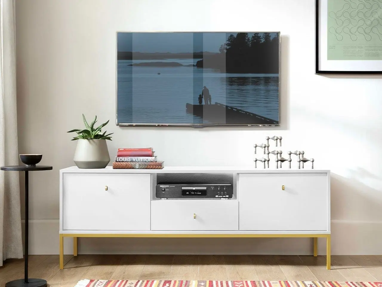 Тумба РТВ Mirjan24 Tonkor TRTV154/Mono MRTV154 (White/Gold) - 6