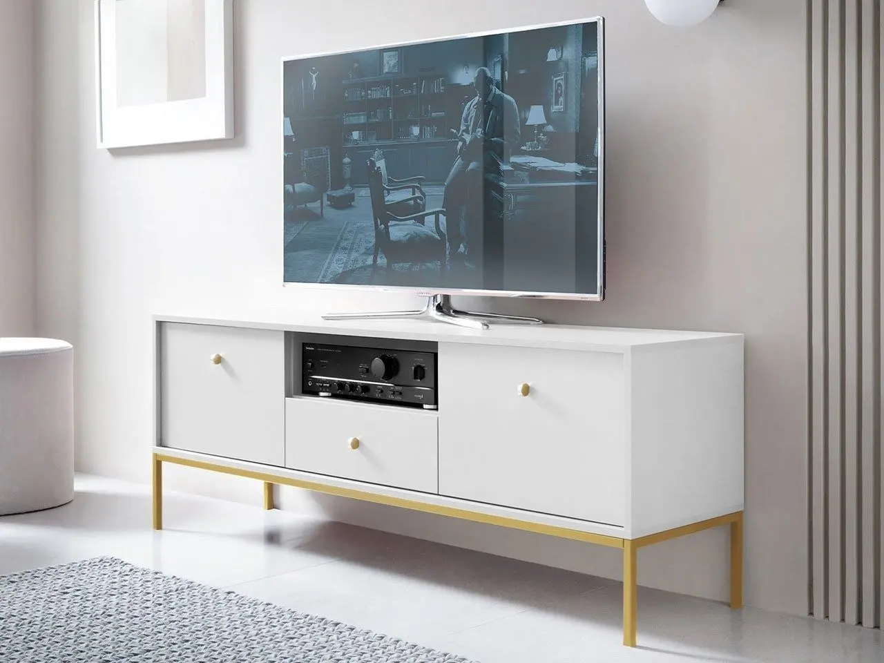 Тумба РТВ Mirjan24 Tonkor TRTV154/Mono MRTV154 (White/Gold)