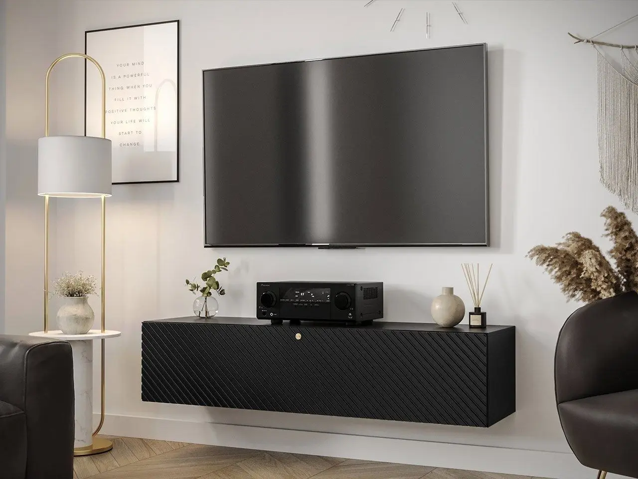 Тумба РТВ Mirjan24 Towiro Slim 150/Waldi Riflo Slim 150 (Black) - 4