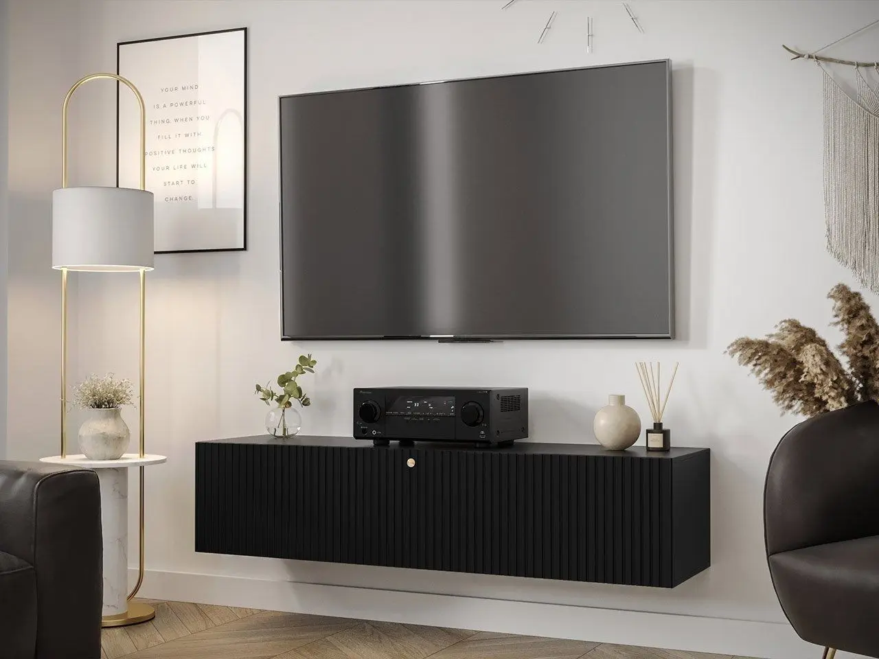 Тумба РТВ Mirjan24 Towiro Slim I/Waldi Riflo Slim 150 (Black) - 3