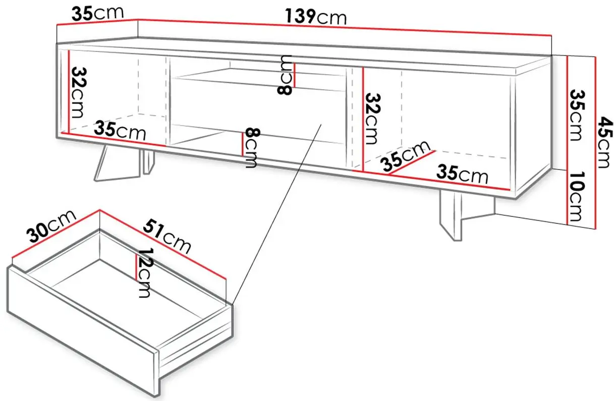 Tumba pentru TV Mirjan24 Tozzani/Olonir (Black/Gold) - 4
