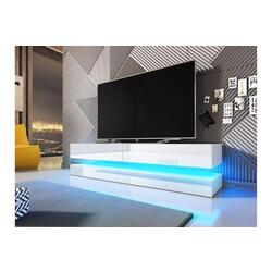 Tumba pentru TV Mirjan24 Valentino/Fly LED (White/White Gloss) Thumb
