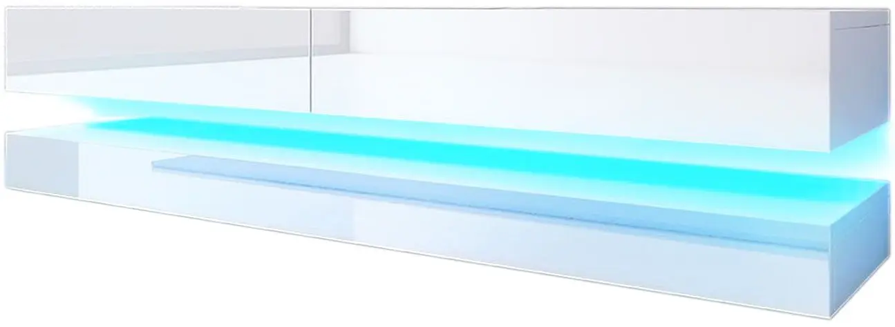 Tumba pentru TV Mirjan24 Valentino/Fly LED (White/White Gloss)