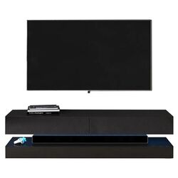 Тумба РТВ Mirjan24 Valentino/Fly с LED подсветкой 140 (Black/Black Gloss) Thumb