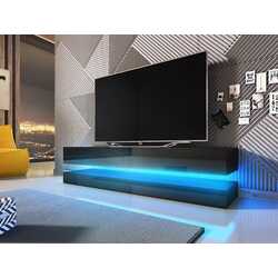 Тумба РТВ Mirjan24 Valentino/Fly с LED подсветкой 140 (Black/Black Gloss) Thumb