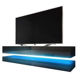 Тумба РТВ Mirjan24 Valentino/Fly с LED подсветкой 140 (Black/Black Gloss)