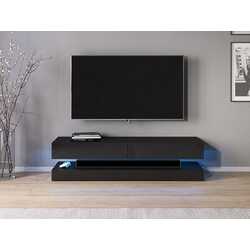 Тумба РТВ Mirjan24 Valentino/Fly с LED подсветкой 140 (Black/Black Gloss) Thumb