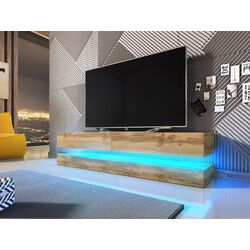 Tumba pentru TV Mirjan24 Valentino/Fly cu iluminare LED 140 (Wotan Oak) Thumb