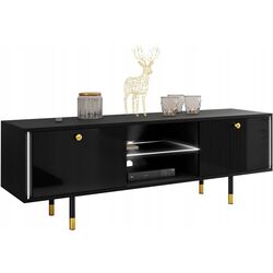 Тумба РТВ Mirjan24 Wiastan/Cristal 01 160 c LED подсветкой (Black/Black Gloss)