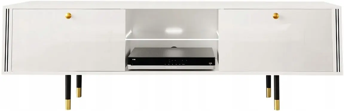 Тумба РТВ Mirjan24 Wiastan/Cristal 01 160 c LED подсветкой (White/White Gloss) - 2