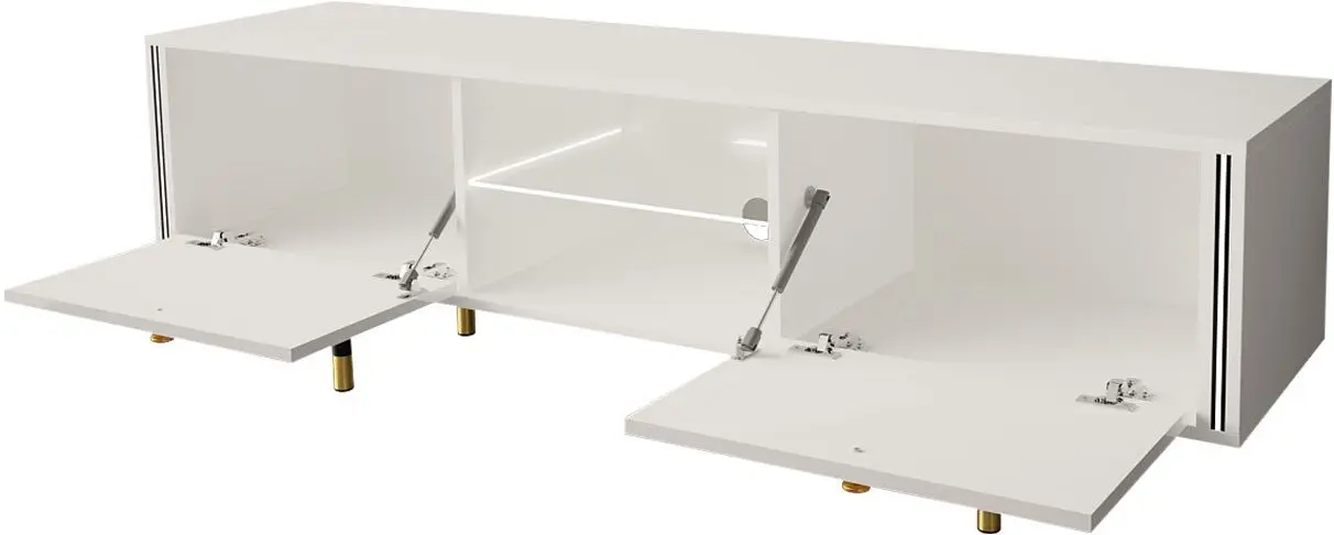 Тумба РТВ Mirjan24 Wiastan/Cristal 01 160 c LED подсветкой (White/White Gloss) - 3