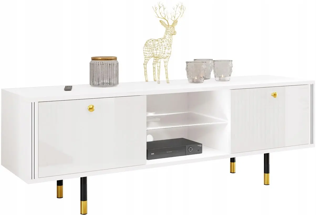 Тумба РТВ Mirjan24 Wiastan/Cristal 01 160 c LED подсветкой (White/White Gloss)