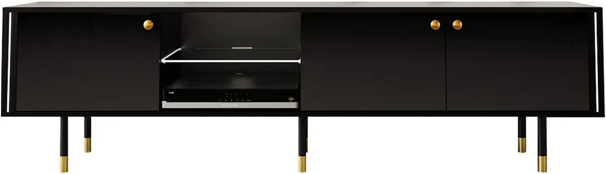 Тумба РТВ Mirjan24 Wiastan/Cristal 03 180 c LED подсветкой (Black/Black Gloss) - 2