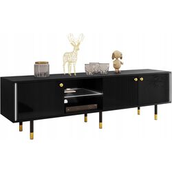 Тумба РТВ Mirjan24 Wiastan/Cristal 03 180 c LED подсветкой (Black/Black Gloss)